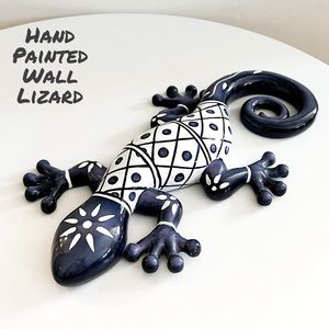 Hand Painted Large Resin Wall Fence Art Lizard Indoor Outdoor Garden Yard Gecko